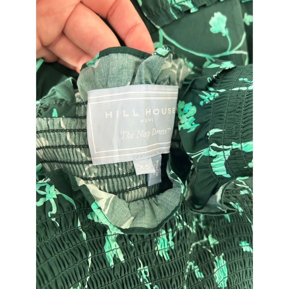 Hill House Home The Ellie‎ Nap Dress Green Floral Smocked Tiered Midi XS - Picture 5 of 5